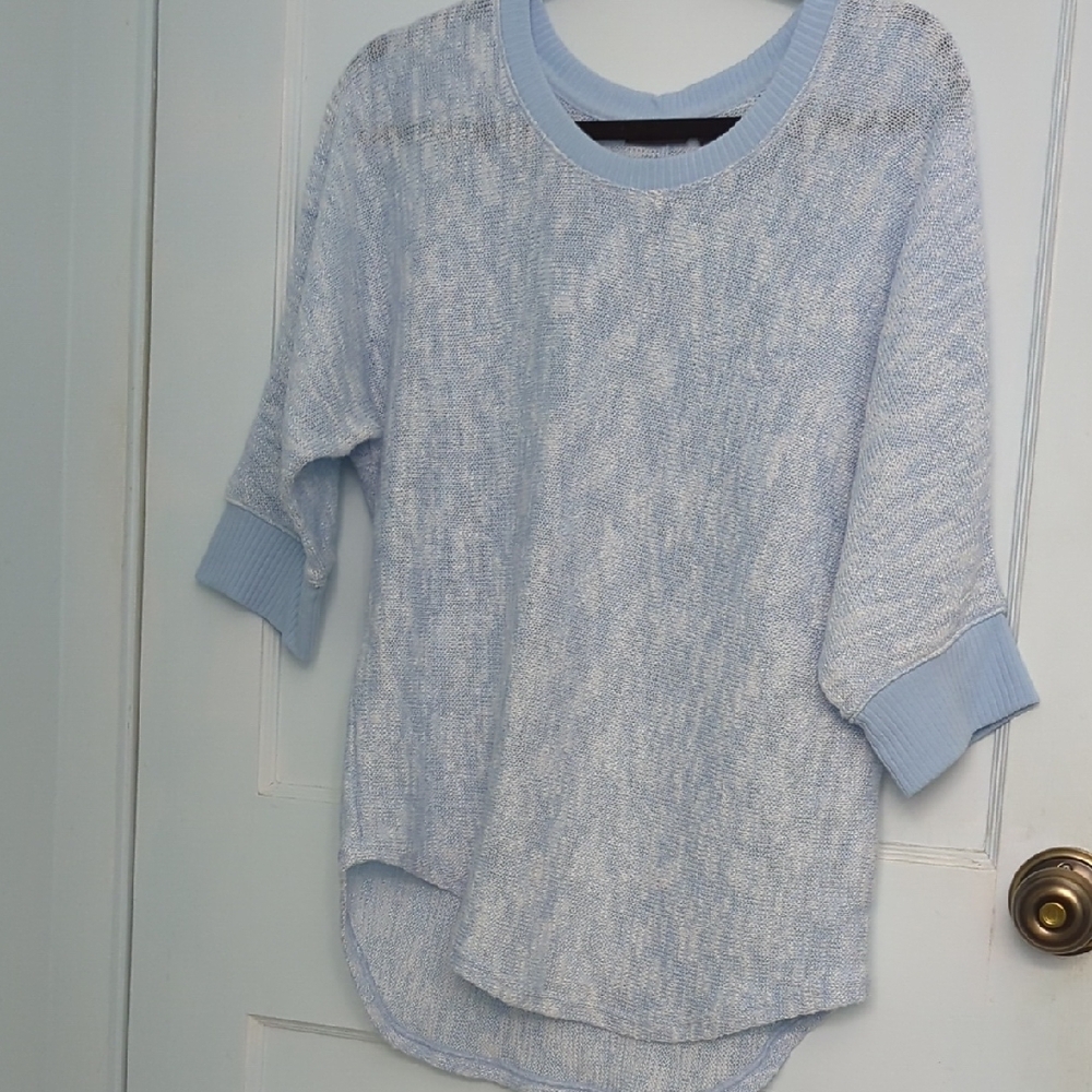 Apt. 9 Sz L Light Blue Women's Scoop Neck Sweater with 3/4 Sleeves